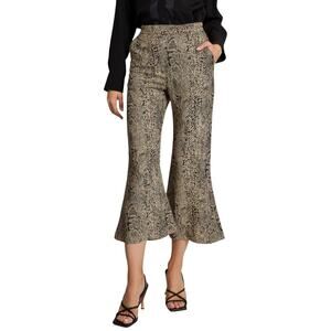 Snakeskin Jacquard High Rise Flare Crop Pants Statement‎ Trousers IT 38 / US 2